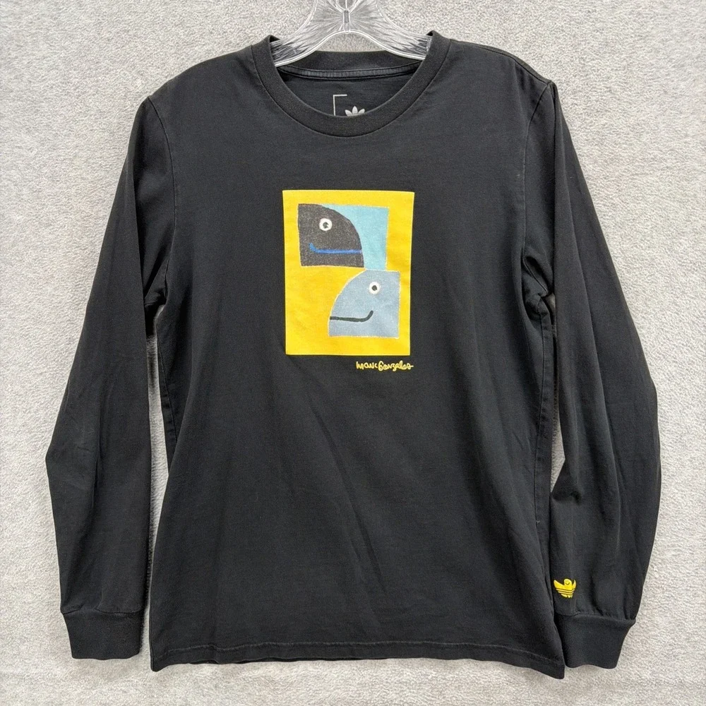 Adidas Mark Gonzales T Shirt Mens Small Black Shmoofoil Painted‎ Long Sleeve Tee